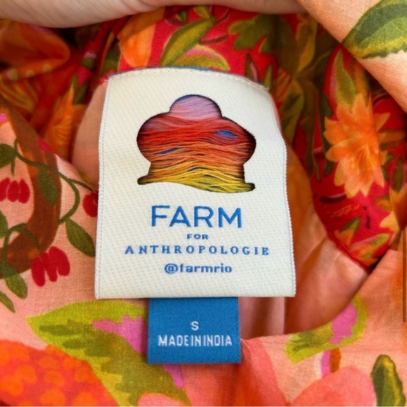 Anthropologie Farm Rio Tropical Tiered Maxi Dress Beaded V Neck Midi Size Small - Picture 2 of 5